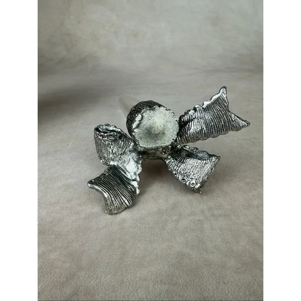 Vintage Glass & Metzke Pewter Bud Vase Single Flower Beautiful Ribbon Base